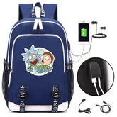 Anime Rick And Morty #4 USB Charging Backpack School Note Book Laptop Travel Bags